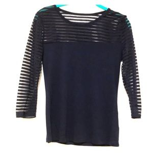 New York & Company Navy Blue 3/4 Sleeve Shirt